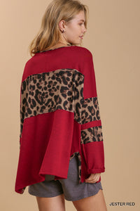 Top Long Sleeve Red with Leopard