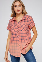 Load image into Gallery viewer, Shirt - Plaid Dip Dye Coral