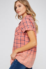 Load image into Gallery viewer, Shirt - Plaid Dip Dye Coral