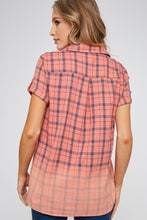 Load image into Gallery viewer, Shirt - Plaid Dip Dye Coral