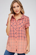 Load image into Gallery viewer, Shirt - Plaid Dip Dye Coral