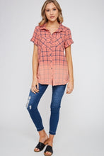 Load image into Gallery viewer, Shirt - Plaid Dip Dye Coral