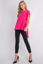 Load image into Gallery viewer, Top- Back V Neck  Twist Detail with Flutter Sleeve -Fuchia