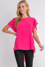 Load image into Gallery viewer, Top- Back V Neck  Twist Detail with Flutter Sleeve -Fuchia