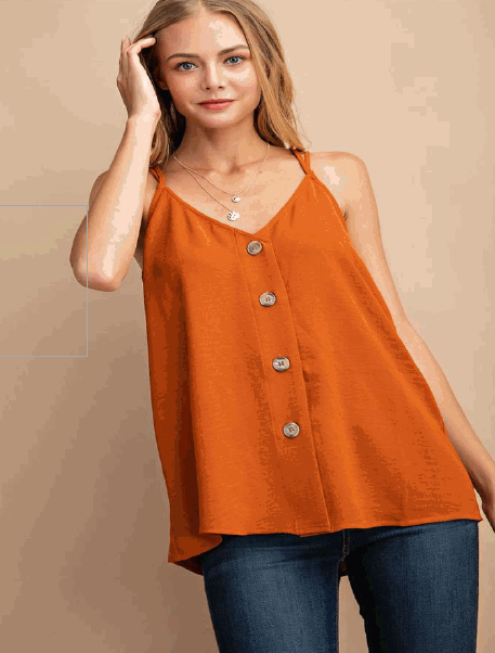 Shirt  - Tank Top With Criss Cross Straps  Rust