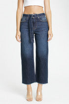 Load image into Gallery viewer, Jeans High Rise Wide Leg Crop with belt