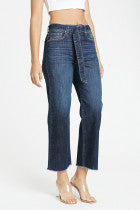 Load image into Gallery viewer, Jeans High Rise Wide Leg Crop with belt