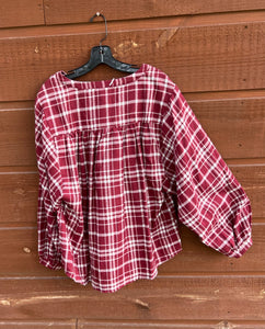 Top Burgundy Plaid Long Sleeve