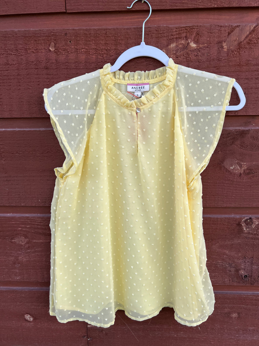 Top Ruffled Neck Yellow