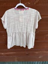 Load image into Gallery viewer, Top Cap Sleeve Embroidery Tan Stripe