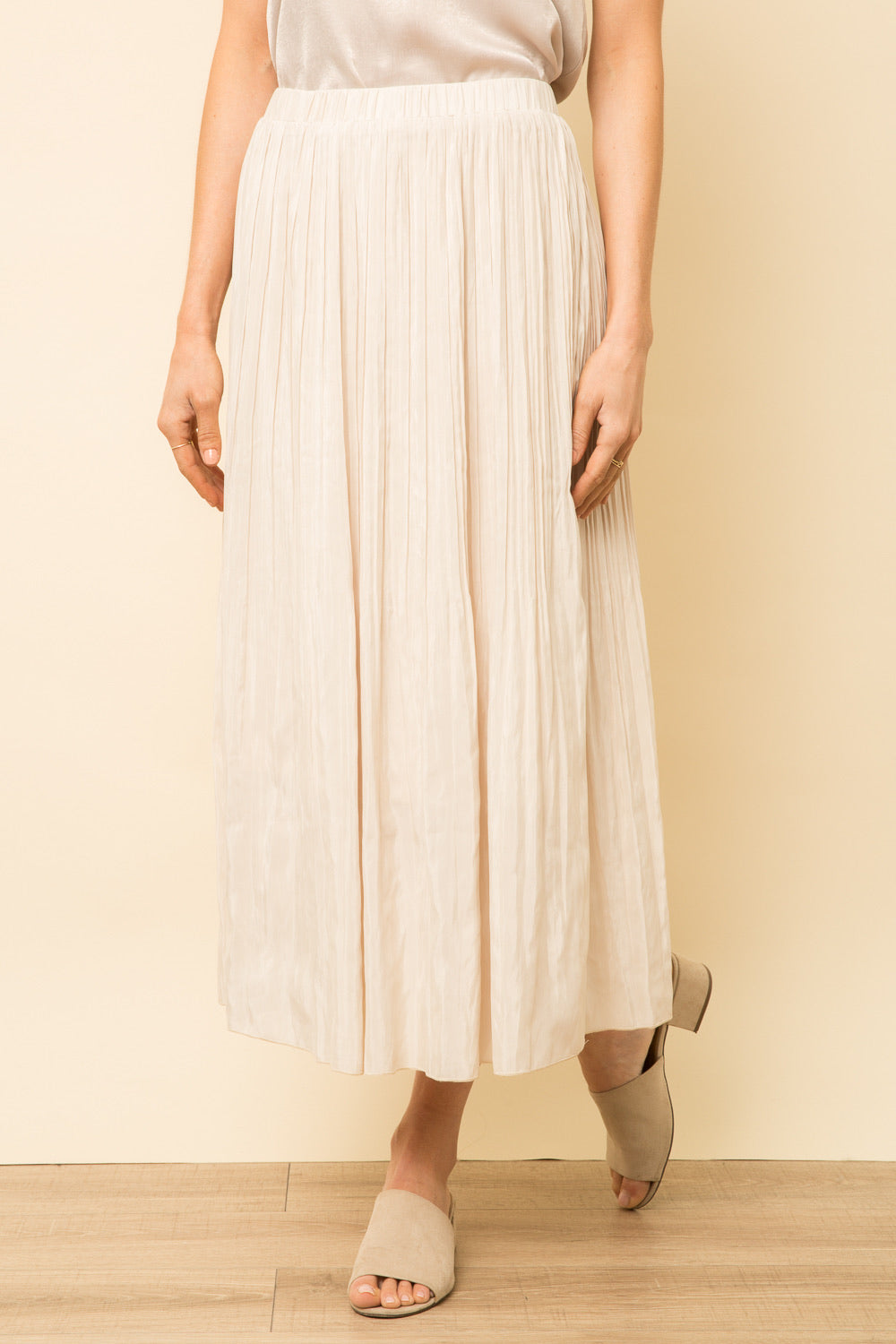 Skirt - Long Pleated, Cream