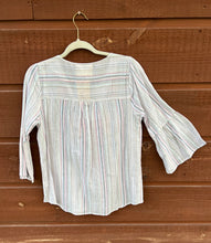 Load image into Gallery viewer, Top  3/4 Bell Sleeve Stripe With Embroidery