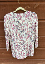 Load image into Gallery viewer, Top  3/4 Bell Sleeve Cream w/ Paisley With Embroidery