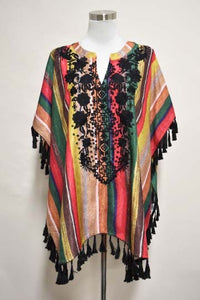 Tunic  with multi Colored Stripes and Tassels