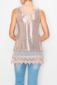 Tank Top- Pink Sequin Top