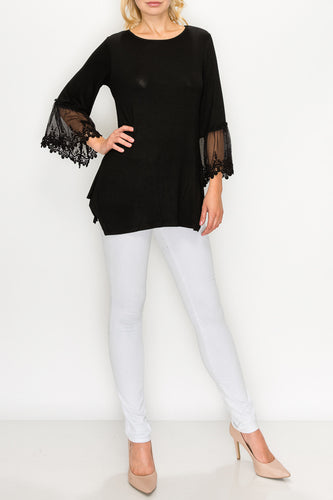 Top- 3/4 Bell Sleeve Tunic Top Black