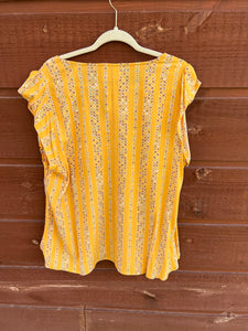 Top Yellow Ruffle Sleeve