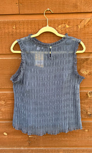 Top Ruffle Sleeveless Steel Blue