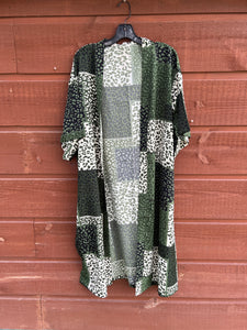 Duster Long Green Leopard