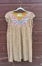 Load image into Gallery viewer, Dress Mustard Floral Print w/ Embroidery