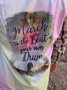 Long Sleeve Light Weight Plaid - Tee Pee "March To The Beat Of Your Own Drum"