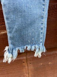 Jeans- Mid Rise Bleach Splash, Shark Bite Skinny