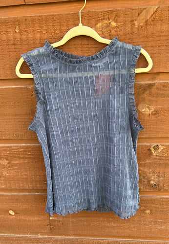 Top Ruffle Sleeveless Steel Blue