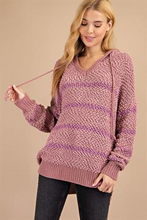 Load image into Gallery viewer, Sweater Mauve w/ Stripe and hoddy