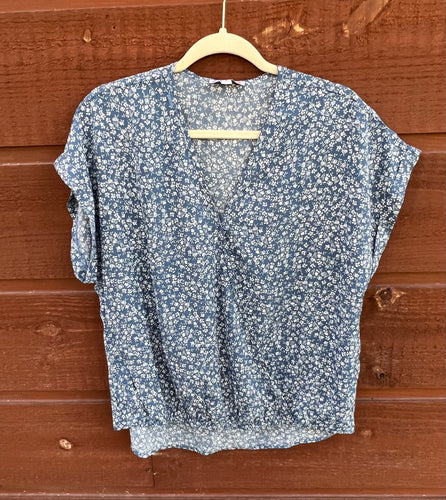 Top Blue Floral Criss Cross