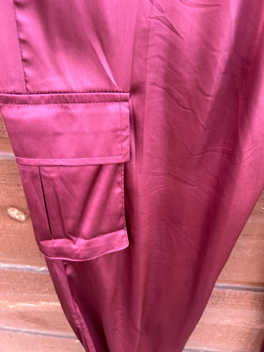 Pants- Burgundy Satin Jogger