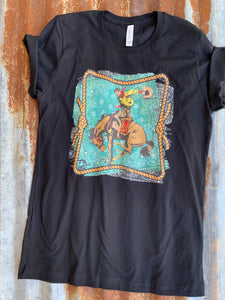 T Shirt -  Vintage Bronc Rider on Black