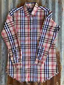 Long Sleeve Light Weight Plaid -"You Can't Knock a Woman Off A Pedestal"