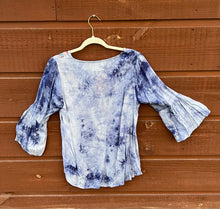 Load image into Gallery viewer, Top  3/4 Bell Sleeve Blue Tie Dye With Embroidery