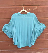 Load image into Gallery viewer, Top Ruffle Sleeve Turquoise