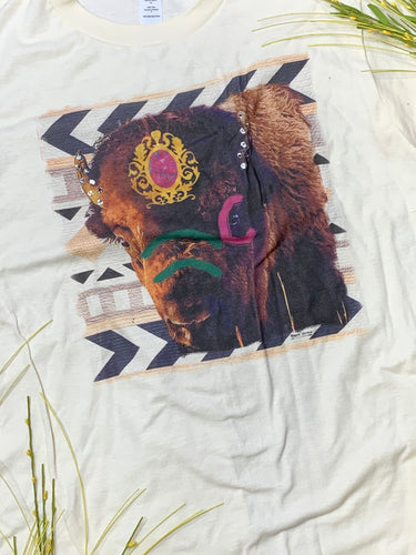 T Shirt Painted Buffalo On Cream