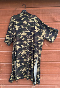 Duster Long Camo 3/4 Sleeve Slide Slits