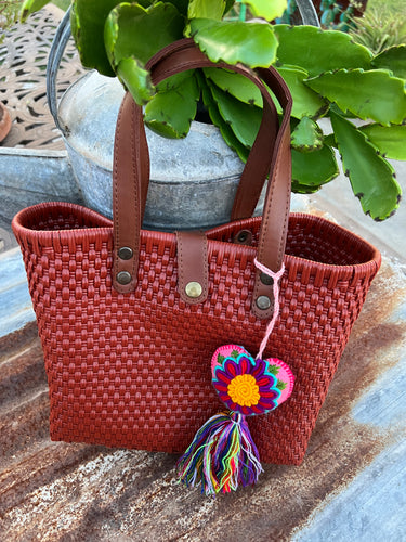 Handbag  Medium Woven Tote- Rust