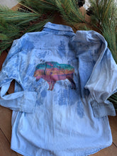 Load image into Gallery viewer, Shirt  Long Sleeve Men&#39;s Bleach Treated Denim With Buffalo on Back