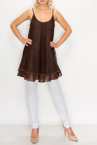 Dress - Dark Brown Tunic With Lace