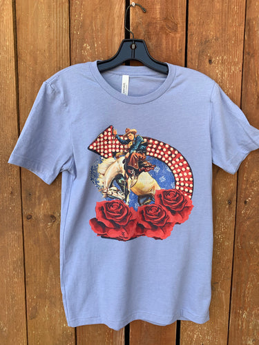 T Shirt -Vintage Bucking Bronc With Roses