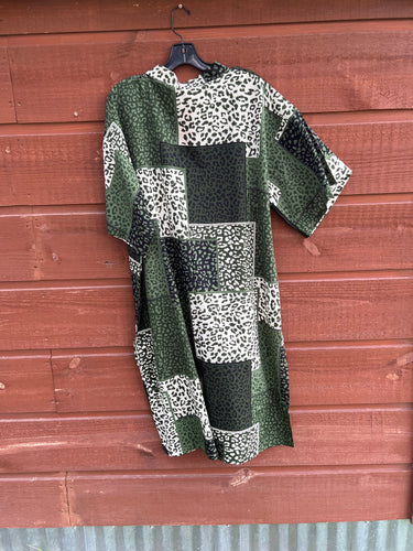 Duster Long Green Leopard