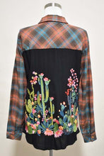 Load image into Gallery viewer, Shirt- Plaid Flannel Teal and Mocha With Embroidered Back