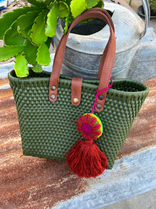 Handbag  Medium Woven Tote- Forest Green