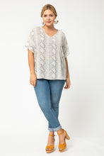 Load image into Gallery viewer, Shirt- Cream With Brown Snake Print- Cap Sleeve, Plus