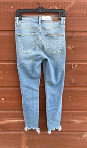 Jeans- Mid Rise Bleach Splash, Shark Bite Skinny