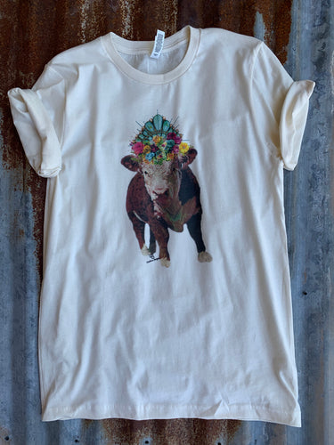 T Shirt - Queen Of The Stock Show - on Natural With Bling