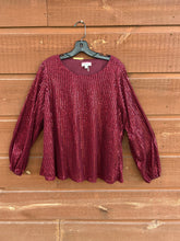 Load image into Gallery viewer, Top Red Sequin Long Sleeve