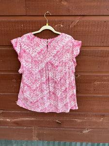 Top Pink Ruffle Sleeve