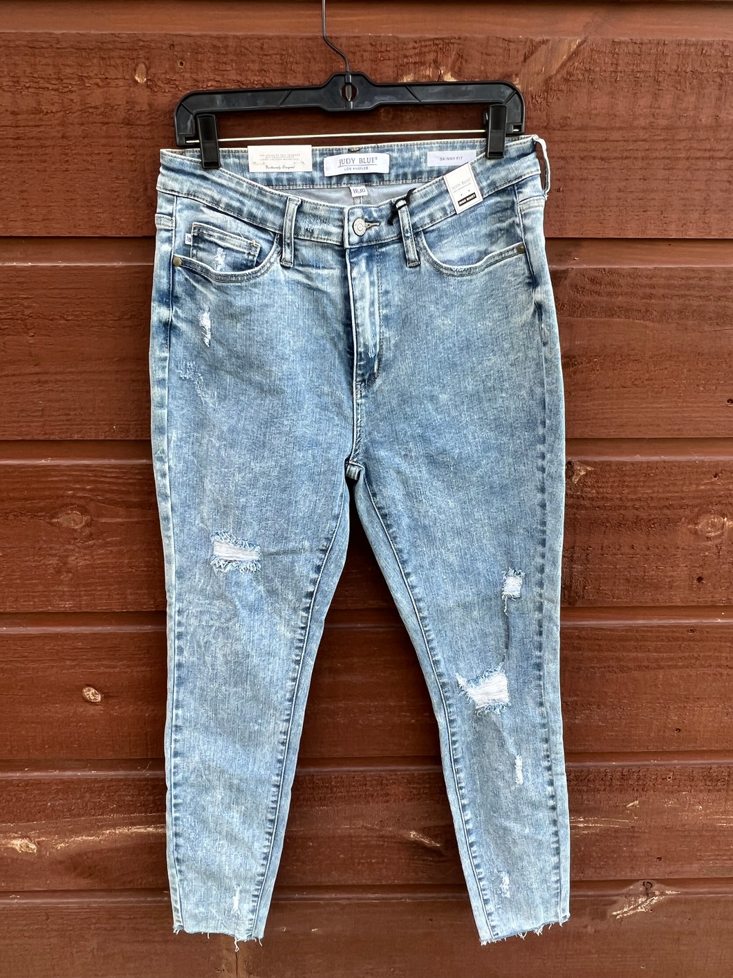 Jeans- High Rise Acid Washed Destructed Skinny