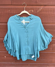 Load image into Gallery viewer, Top Ruffle Sleeve Turquoise